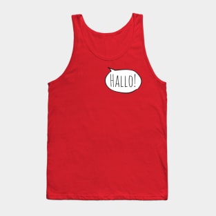 Cheerful HALLO! with white speech bubble on red (Deutsch / German) Tank Top